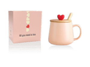 Tazza Heart Pink Con Cucchiaino 450 ml