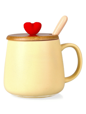 Tazza Heart Yellow Con Cucchiaino 450 ml