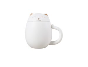 Tazza in Ceramica Meow White con Tappo e Filtro
