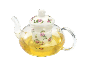 Teiera Vetro e Porcellana Rosa 650 ml