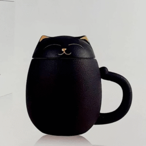 Tazza in Ceramica Meow Black con Tappo e Filtro
